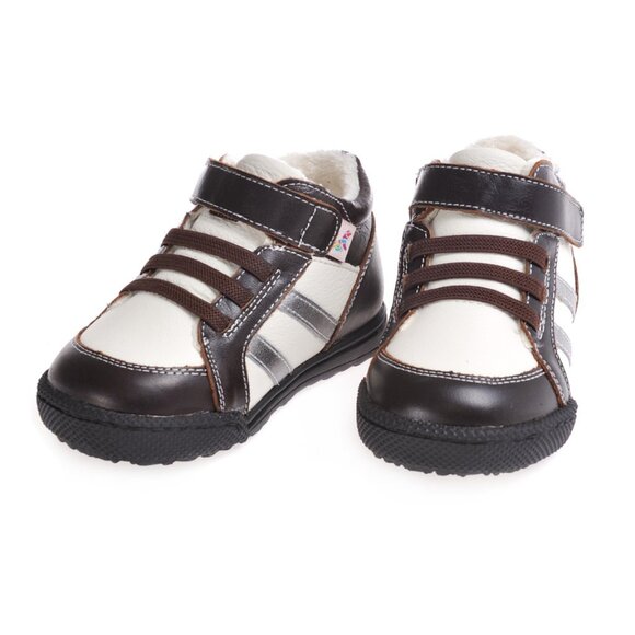 NEW ⭐️ Brown/White High Top with Silver Stripes - Multiple Toddler Sizes - Picture 3 of 6